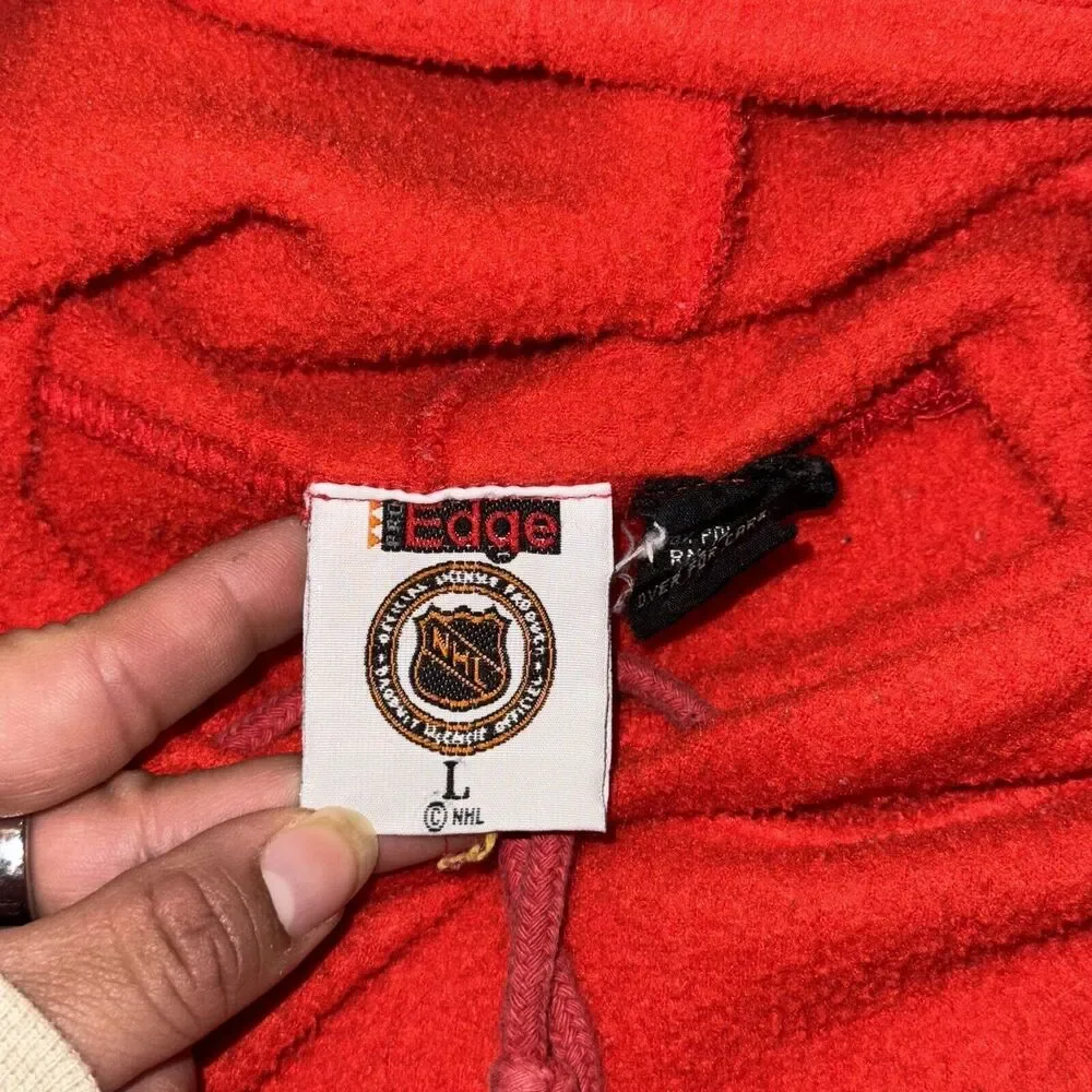 Vtg Pro Edge Hoodie Adult Large‎ Red Detroit Red Wings NHL Hockey Sport Fleece